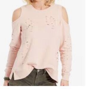 Jamison distressed cold shoulder sweat shirt.